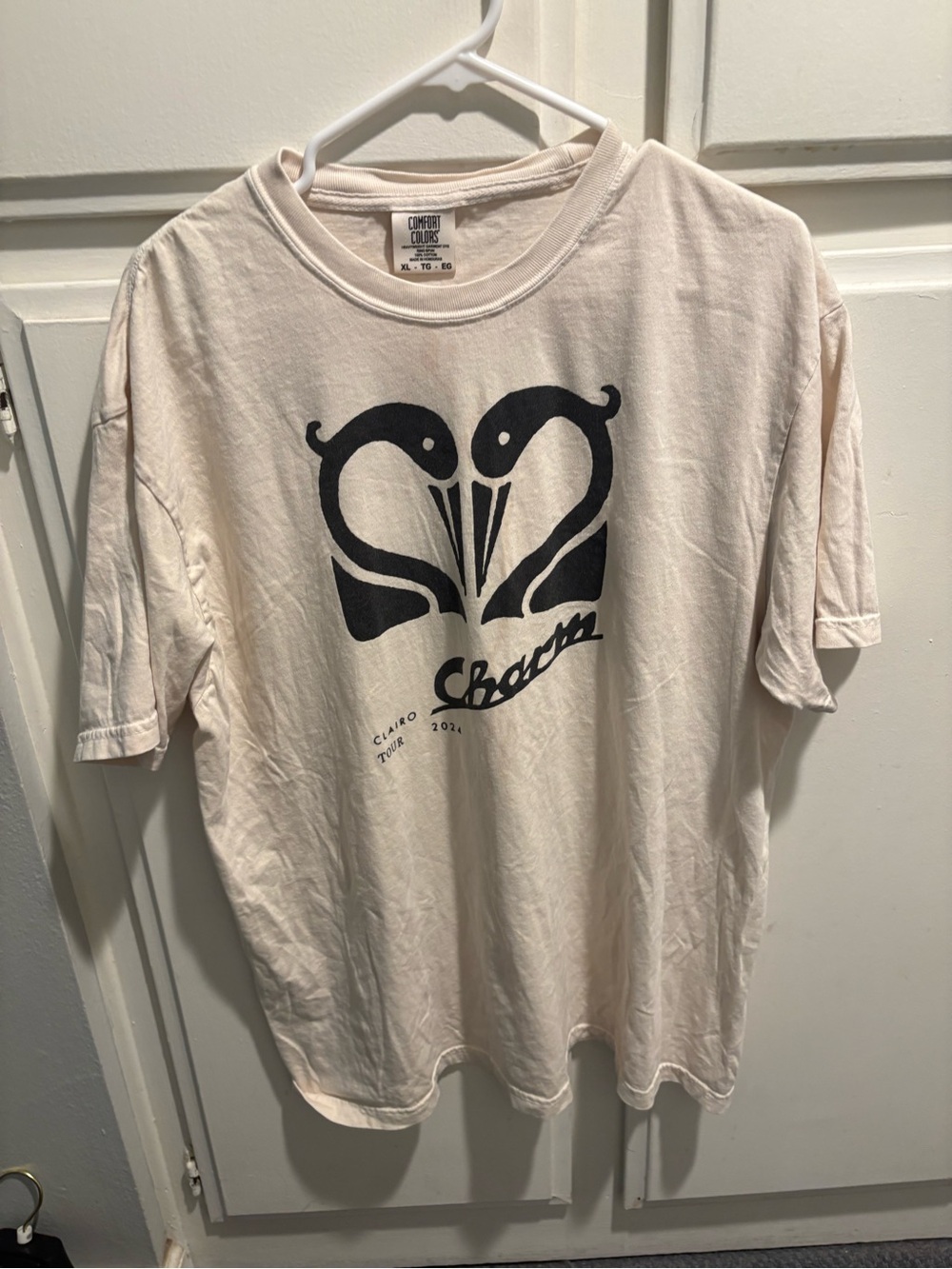 Comfort Colors Cream Tee with Black Swan Graphic